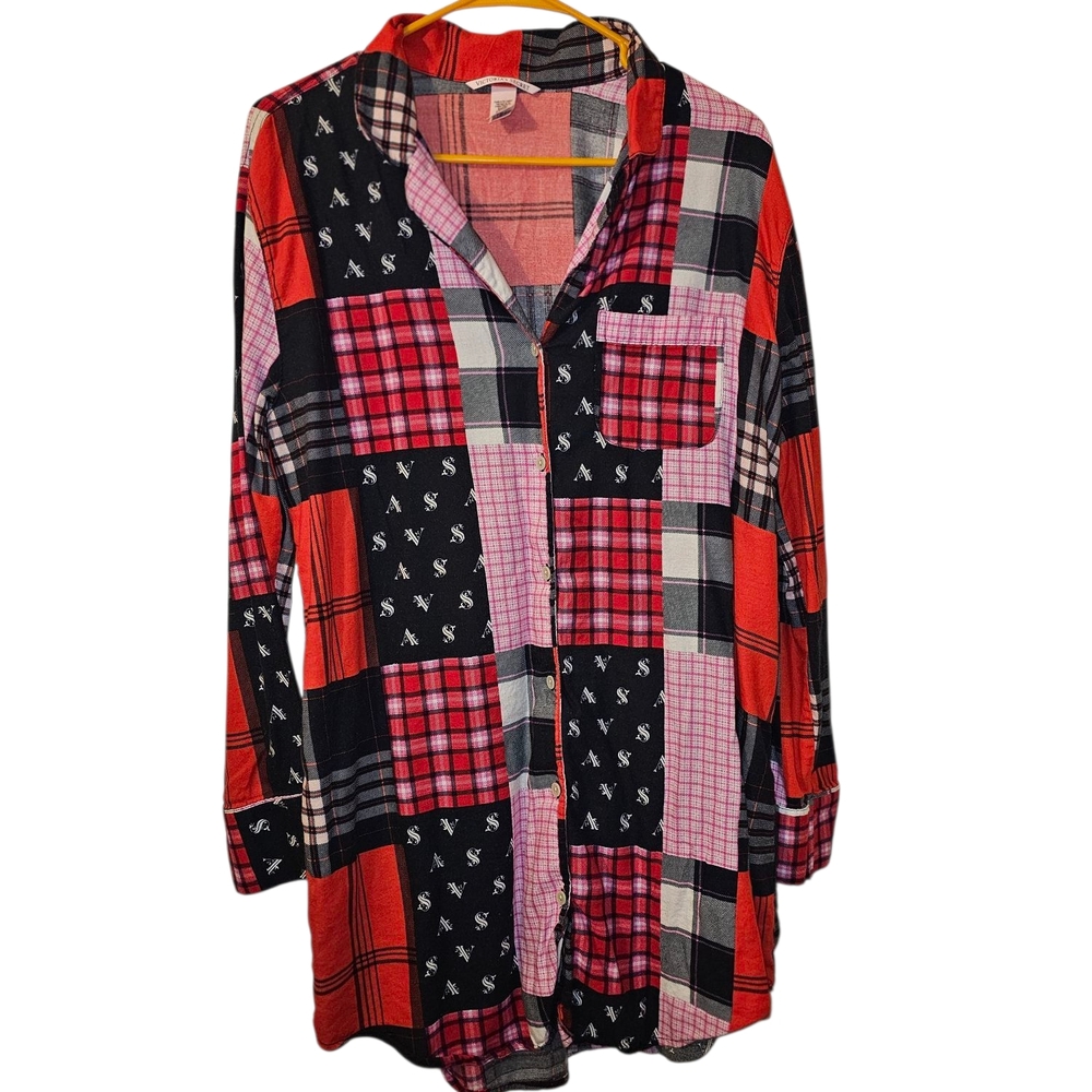 Victoria's Secret Red and Black Plaid Shirt